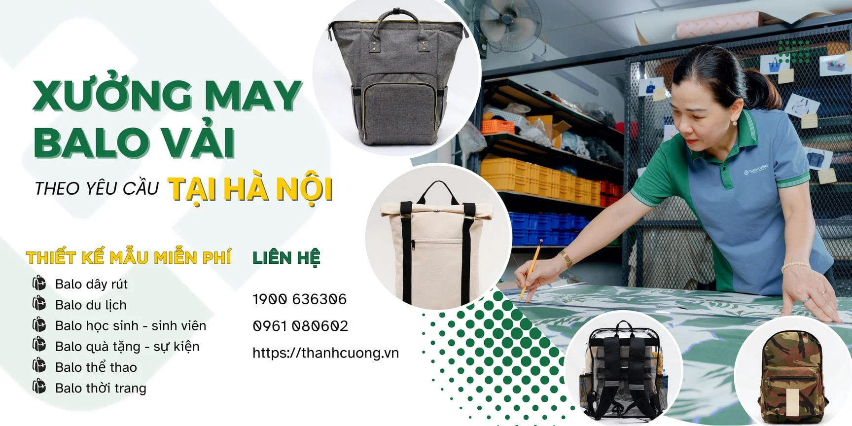Tại Thanh Cường, quy trình may balo vải theo yêu cầu được tối ưu hóa bằng công nghệ hiện đại, đảm bảo chất lượng và giá thành cạnh tranh.
