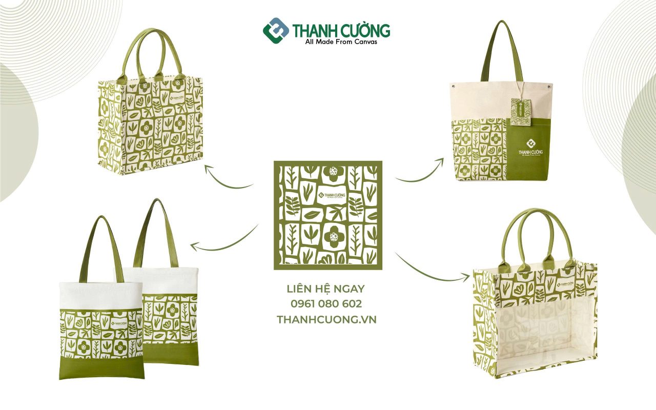 Phong cách Stencil Art (nghệ thuật khuôn cắt) đang được nhiều đơn vị khách hàng của Thanh Cường lựa chọn. Những mảng màu đơn sắc giúp túi canvas trông cứng cáp hơn. Đây là một biến tấu quan trọng trong xu hướng họa tiết túi 2026. Thiết kế này mang đến vẻ đẹp tối giản nhưng vô cùng ấn tượng.